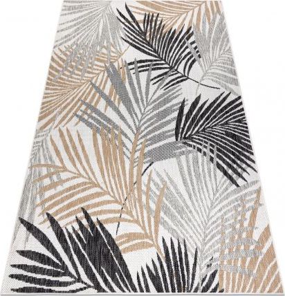 Dywany Łuszczów Dywan SZNURKOWY SIZAL COOPER Liście Palmy, tropikalny 22258 ecru / czarny, 120x170 cm