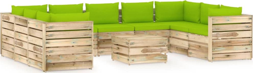 vidaXL 10-cz. zestaw wypoczynkowy do ogrodu, z poduszkami, drewniany