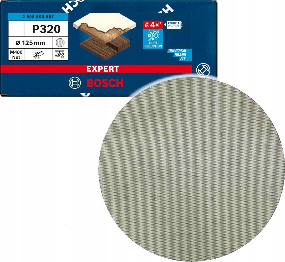 Bosch Bosch Expert M480 mesh sanding sheet O 125mm, K320 (50 pieces, for eccentric sanders)