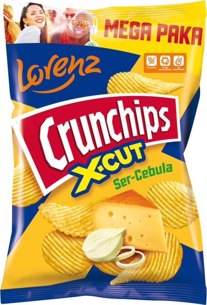 Lorenz Crunchips X-Cut Chipsy ziemniaczane grubo krojone ser-cebula 130 g