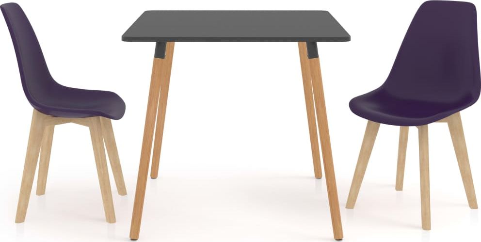 vidaXL 3-częściowy zestaw mebli jadalnianych, ciemnofioletowy