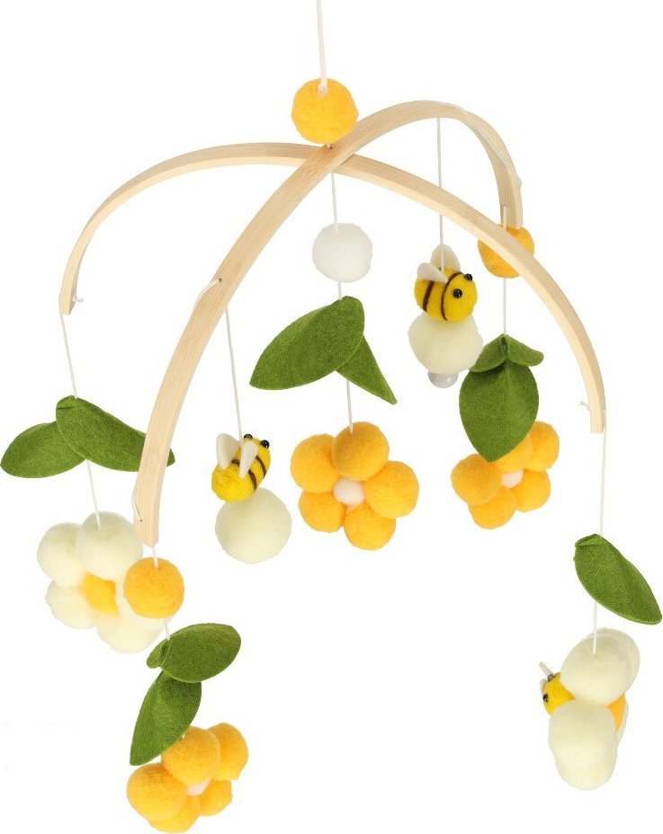KIK Karuzela do łóżeczka pluszowe zawieszki kwiaty żółte