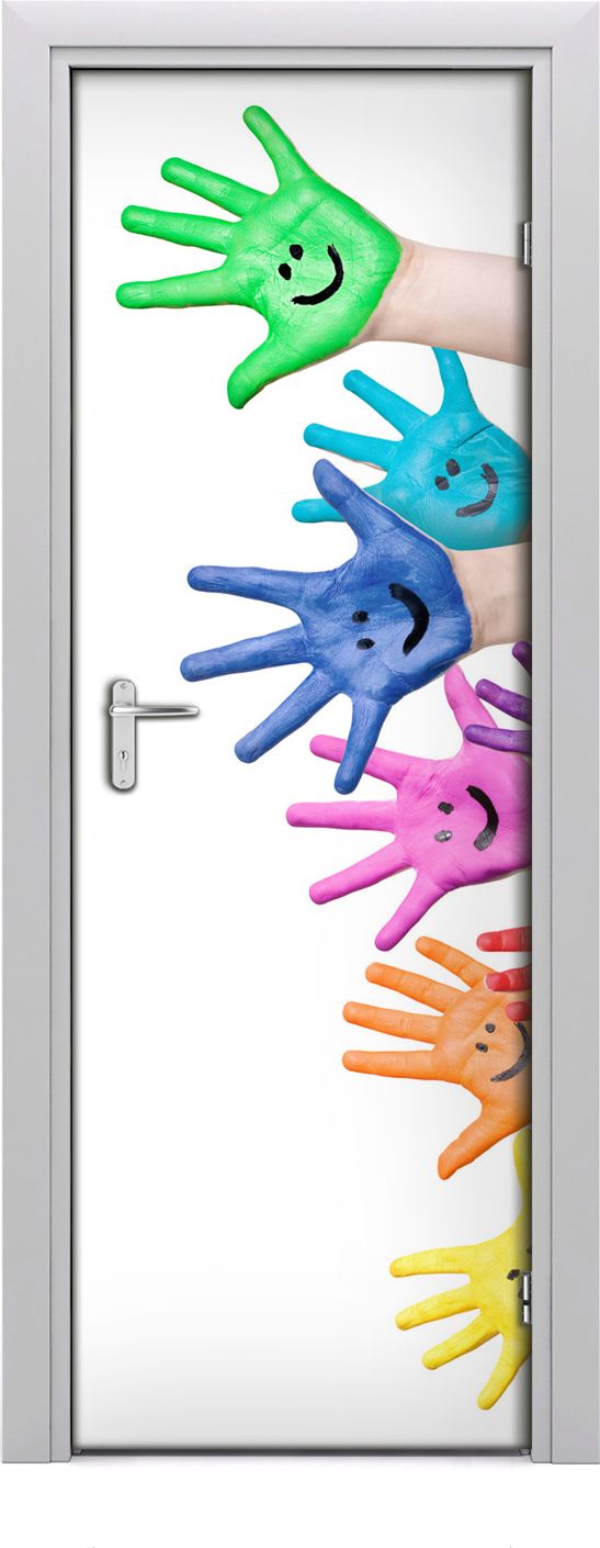 Tulup Fototapeta samoprzylepna na drzwi 75 x 205 cm Kolorowe dłonie