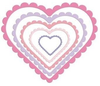 Zestaw wykrojników - Serca z falbanką 5szt