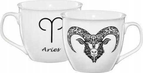 Dajar Kubek zodiak baran porcelanowy biały 550 ml