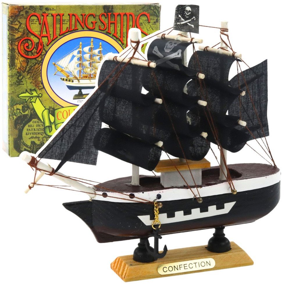Model Kolekcjonerski Dekoracyjny Statek Żaglowiec Piracki Czarny 16x15cm LEAN Toys