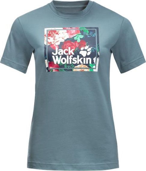 Jack Wolfskin Koszulka damska FLOWER LOGO T W teal grey r. L