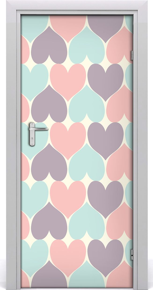 Tulup Fototapeta samoprzylepna na drzwi 85 x 205 cm kolorowe serca