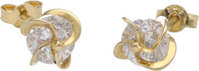 Lovrin Złote kolczyki 585 z cyrkoniami sztyfty 1,51 g