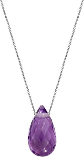 Lovrin Srebrny naszyjnik 925 kropla kamień ametyst