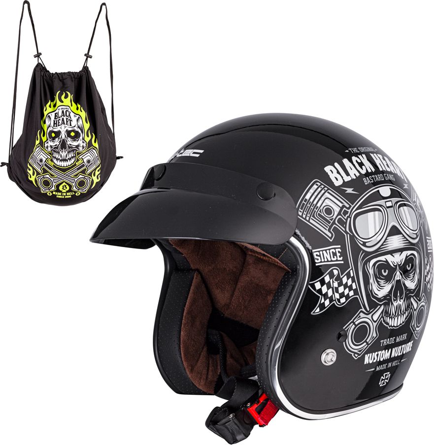 W-Tec Kask motocyklowy 541 Black Heart Kolor Czarny błyszczący r. M (57-58) (17240)