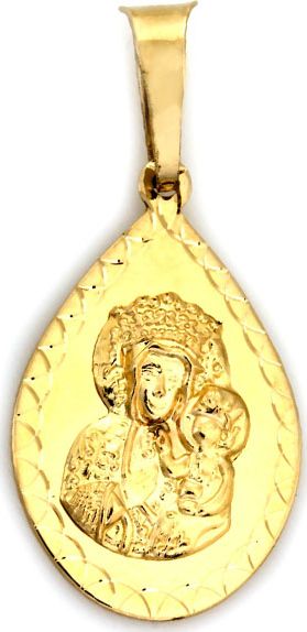 Lovrin Złoty medalik 585 kropelka Matka Boska Częstochowska