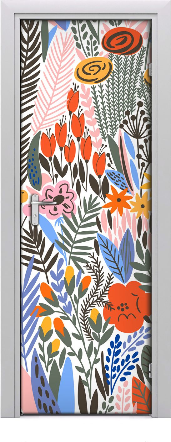 Tulup Fototapeta samoprzylepna na drzwi 75 x 205 cm tropikalne kwiaty