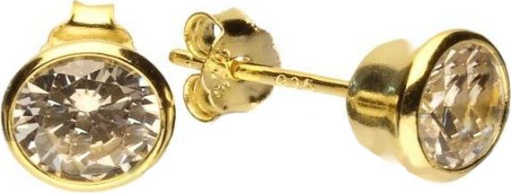 Lovrin Srebrne pozłacane kolczyki 925 okrągłe cyrkonia 1,55g