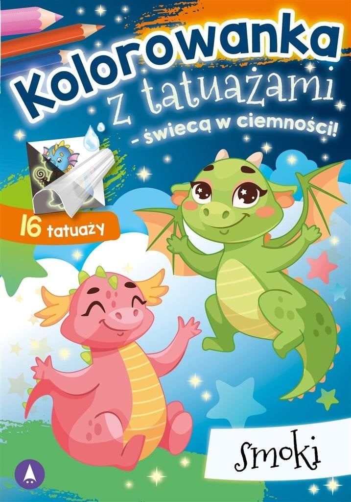 Kolorow.z tatuaż.świecą w ciemn.! Smoki 78794