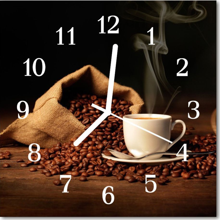 Tulup Zegar szklany ścienny Cichy Ziarna kawy 30x30 45991668