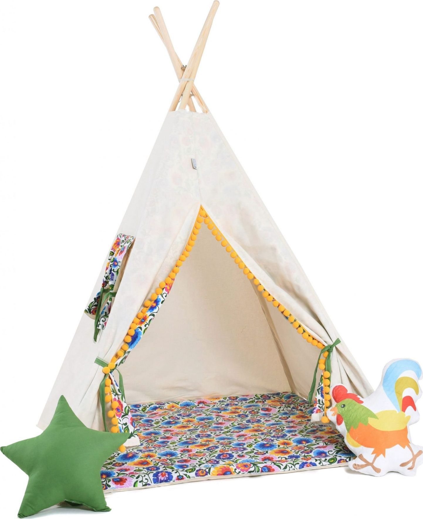 SowkaDesign Namiot tipi dla dzieci, bawełna, okienko, kogut, słowiańska miłość