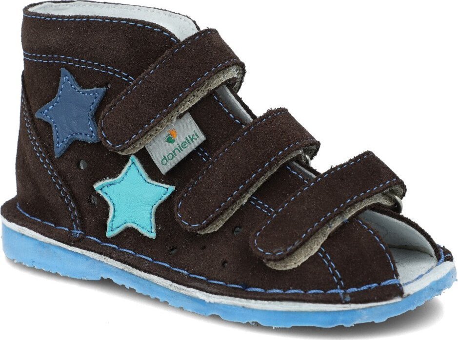 Danielki Buty Danielki T125 profilaktyczne obuwie brązowy + niebieski papcie 25