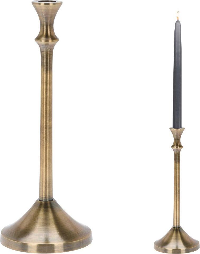 Home Styling Collection Świecznik aluminiowy stojak podstawka na długą świecę świeczkę złoty stare złoto 30,5 cm