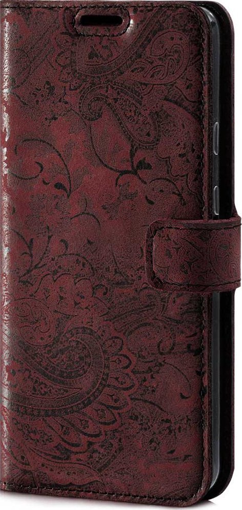 Surazo Skórzane etui na telefon Wallet case RFID Premium - Ornament Burgund Samsung Galaxy S21 Plus