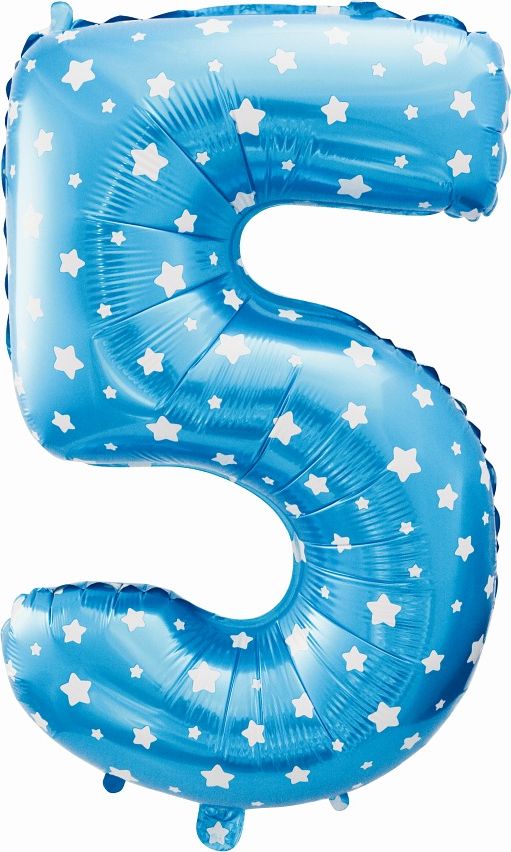 GoDan Balon foliowy Cyfra 5, niebieska w gwiazdy, 61 cm