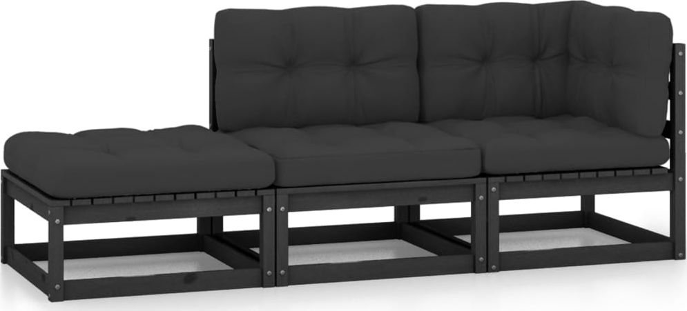 vidaXL 3-cz. zestaw wypoczynkowy do ogrodu, z poduszkami, lita sosna