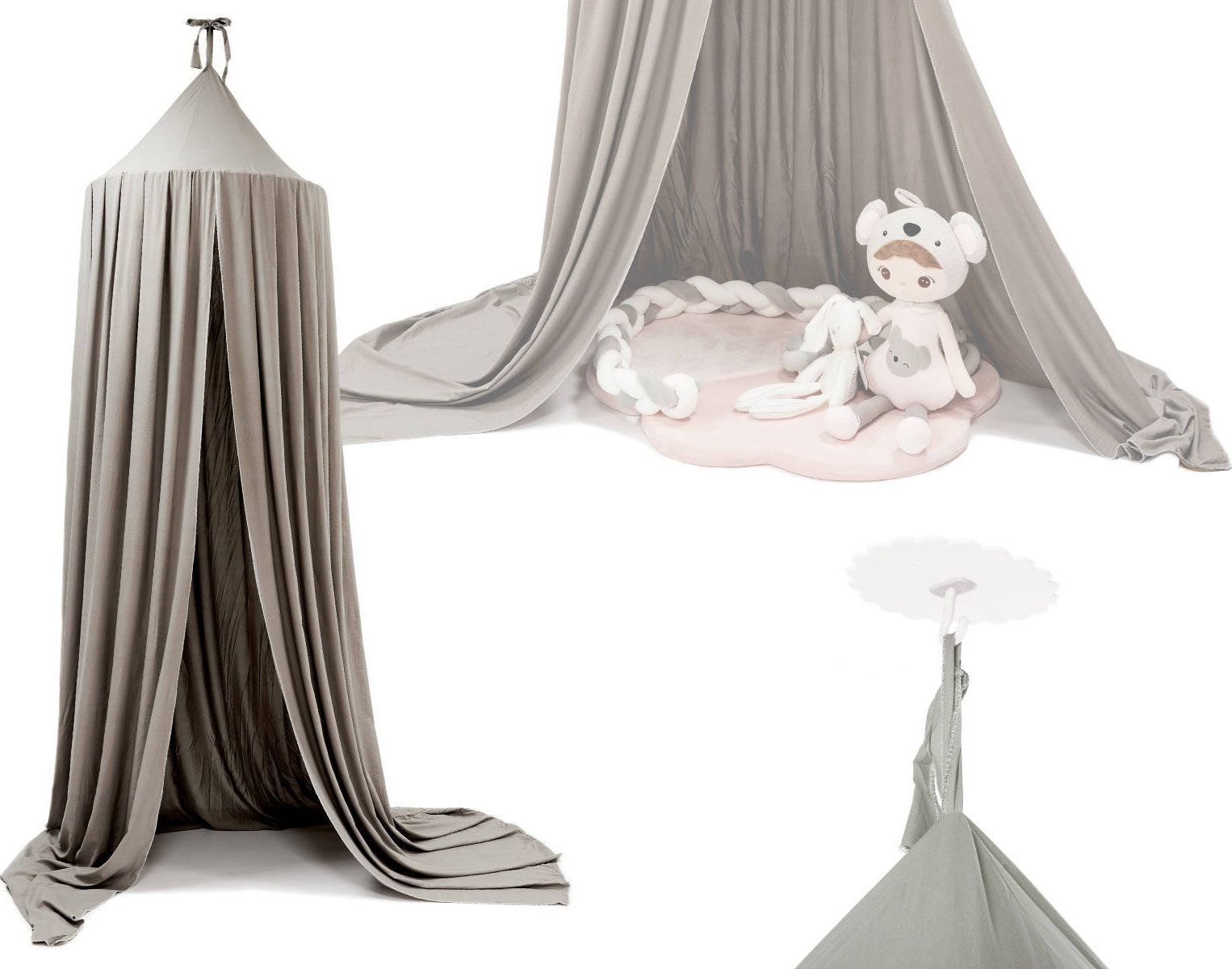 KIK Baldachim nad łóżko moskitiera dla dzieci szara