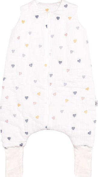 PULP BAMBOO Śpiworek Muślinowy całoroczny ze Skarpetkami - Serduszka Kolorowe 1 TOG od 1 roku do 2,5lat