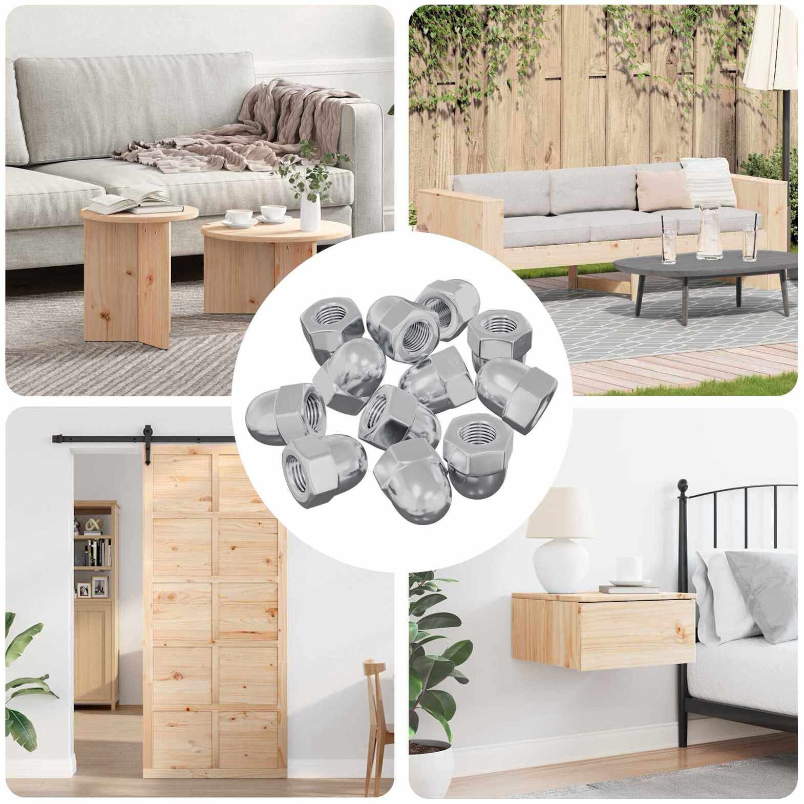 vidaXL Nakrętka 9574 pcs srebrny M6 x 10 mm Żelazo