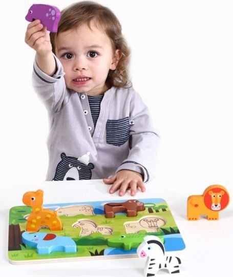 Tooky Toy TOOKY TOY Grube Puzzle 3D Zwierzęta Dopasuj Kształty Układanka