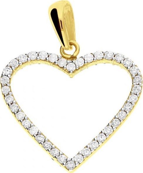 Lovrin Złota przywieszka 375 RAMKA SERCE Z CYRKONIAMI 0,99g