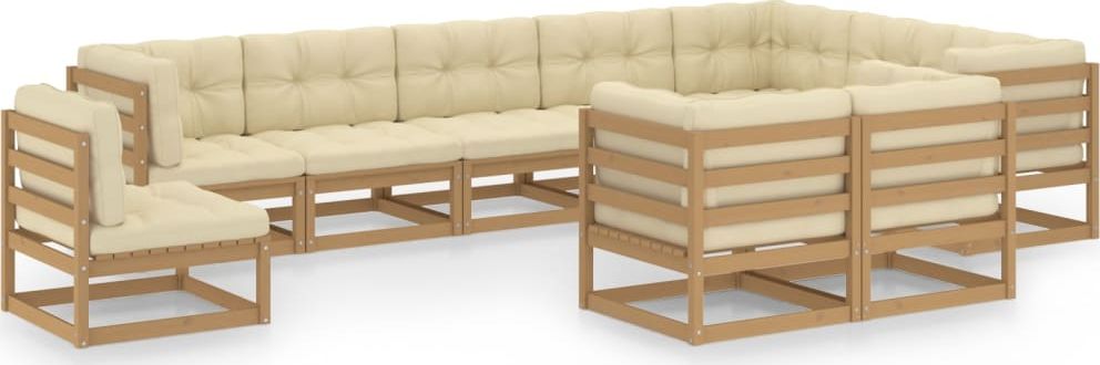 vidaXL 10-cz. zestaw wypoczynkowy do ogrodu z poduszkami, miodowy brąz