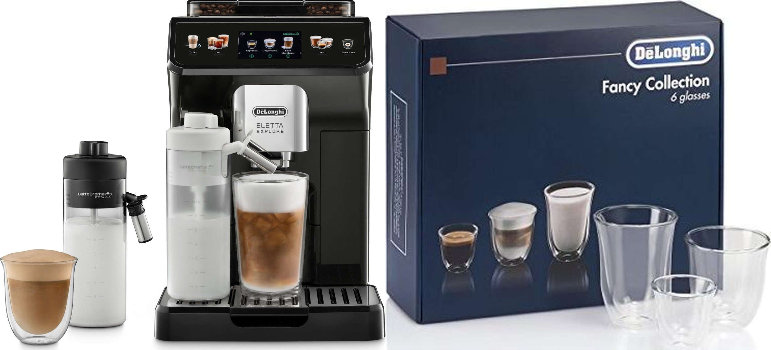 Ekspres ciśnieniowy DeLonghi Eletta Explore ECAM450.65.G + 6 szklanek termicznych