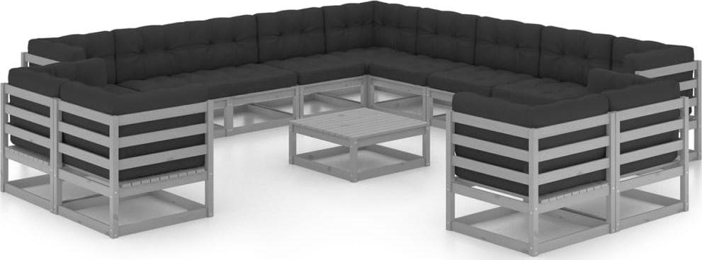 vidaXL 14-cz. zestaw wypoczynkowy do ogrodu, z poduszkami, szary