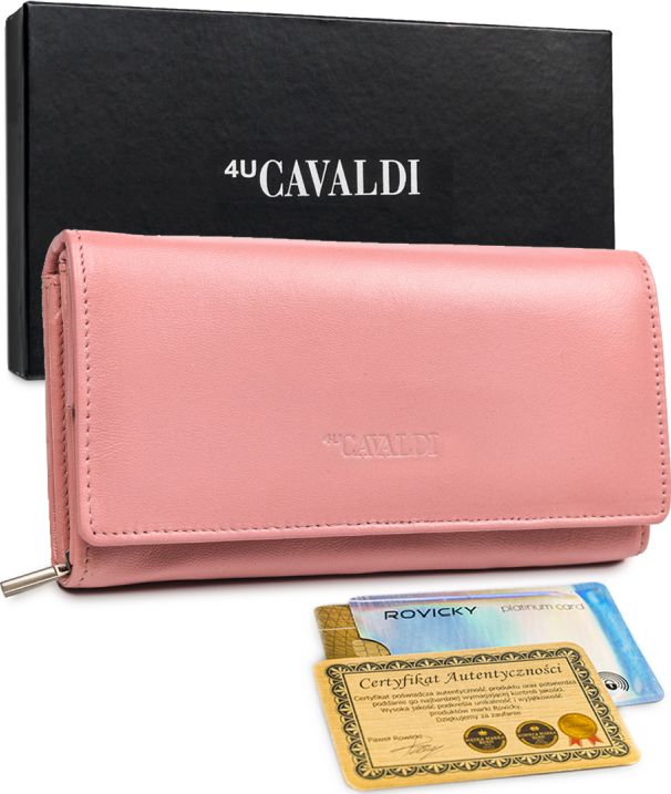 4U Cavaldi Piękny, duży, skórzany portfel damski z RFID Cavaldi
