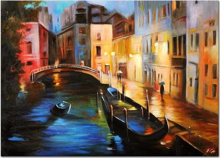 GO-BI Obraz "Spacery - pejzaz nowoczesny" ręcznie malowany 50x70cm