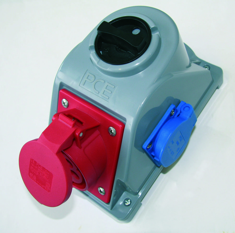 PCE Gniazdo stałe z wyłącznikiem Combo-Pol 32A 400V 3P+Z+N 2x230V IP44 96062542W