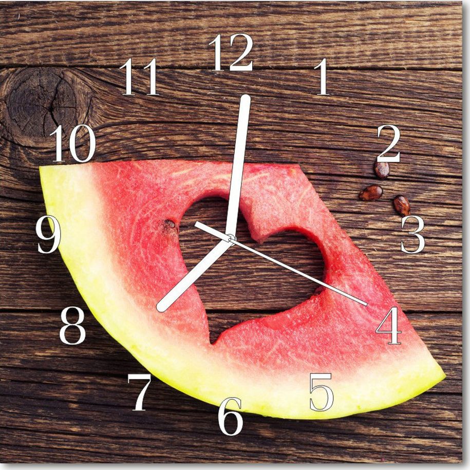 Tulup Zegar szklany ścienny Cichy Arbuz Owoc 30x30 cm - 69644899