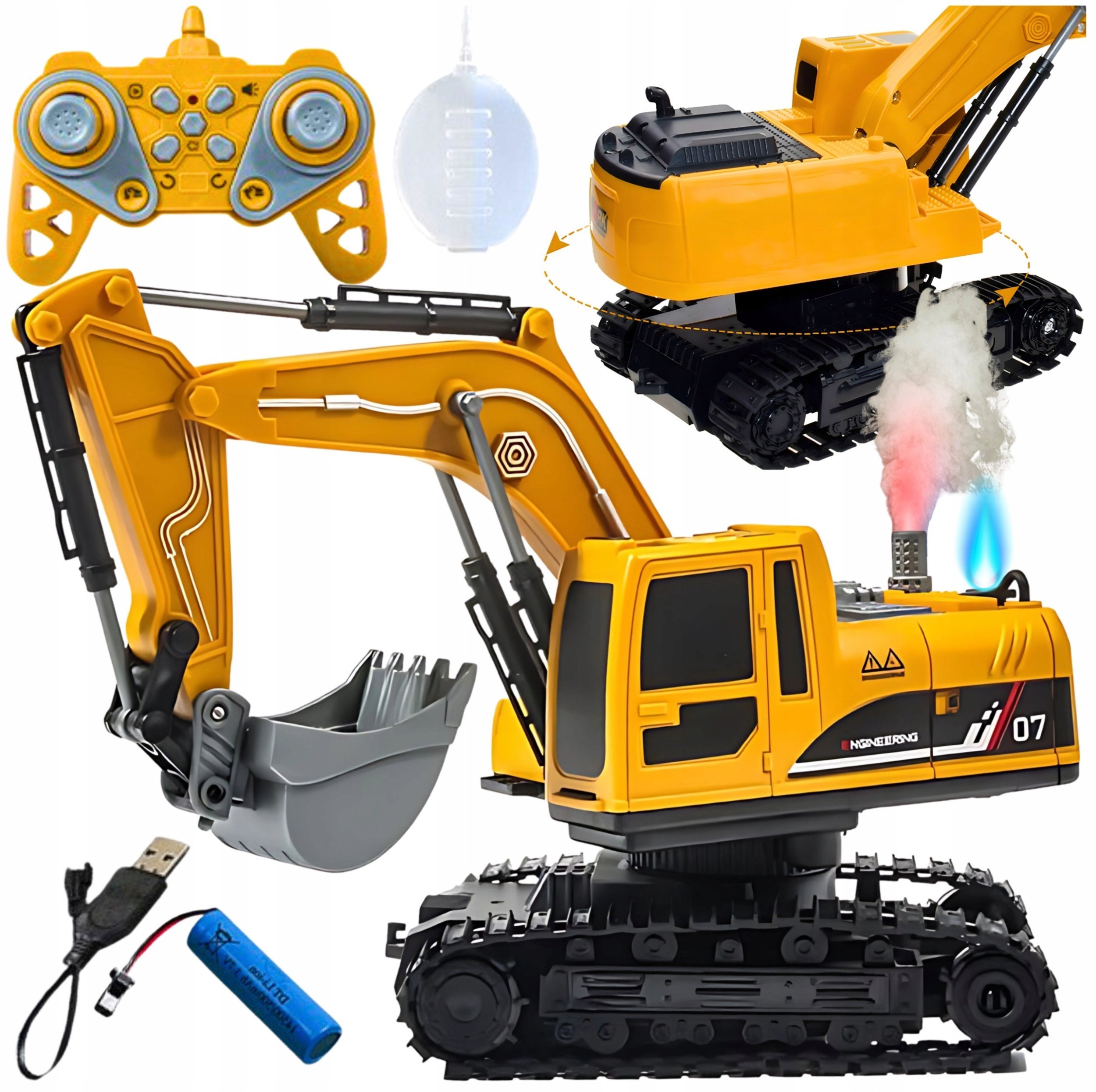 Koparka zdalnie sterowana 1:22 R/C funkcja dymu