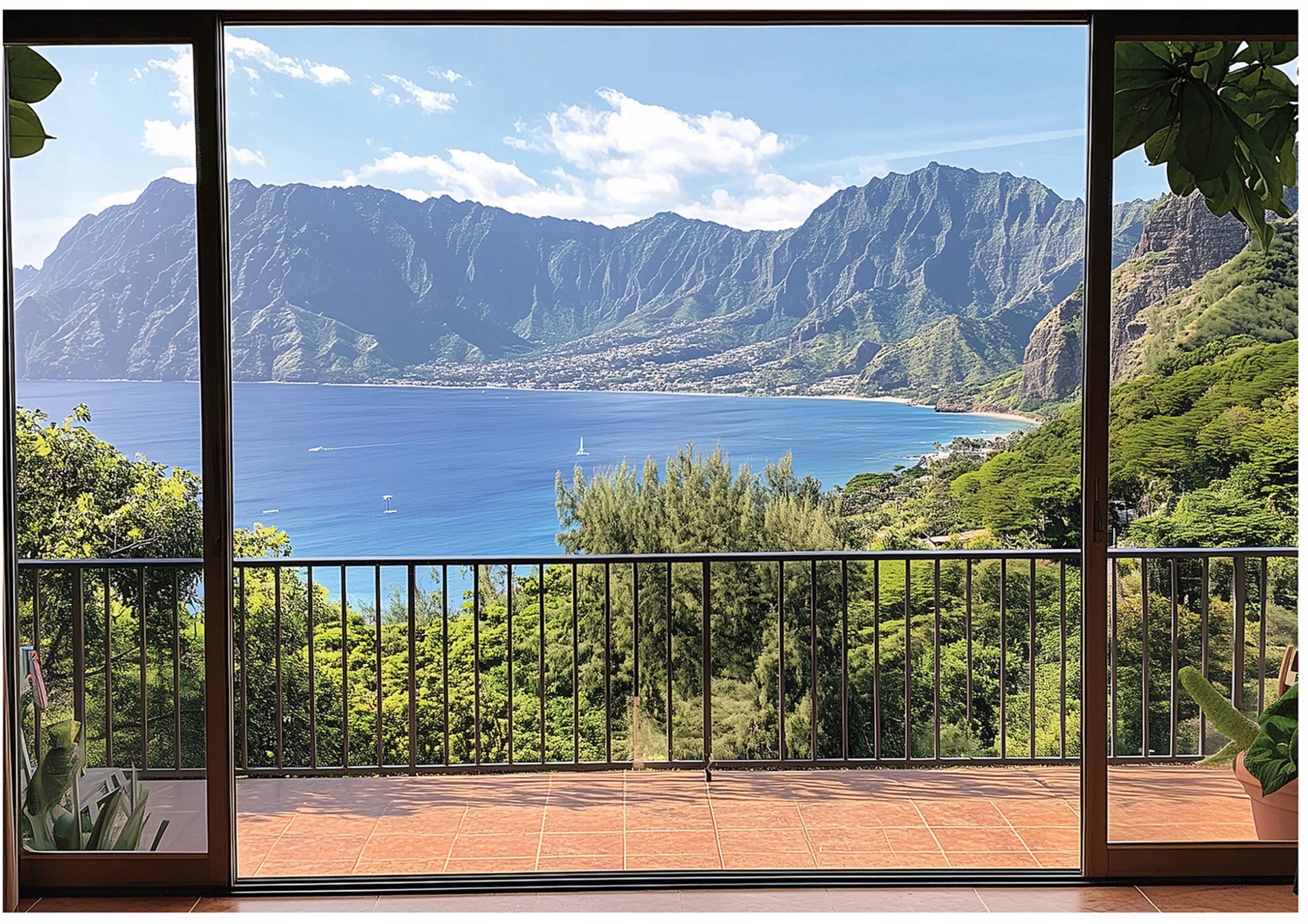 Fototapeta 3D Okno Morze Góry Sypialnia Salon Tapeta Flizelina 350X250