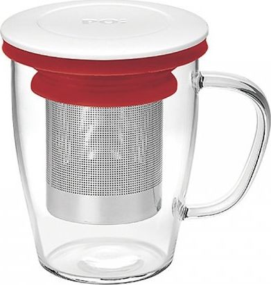 PO: Kubek z zaparzaczem do herbaty 350 ml PAO Ming Infuser (biało-czerwony)