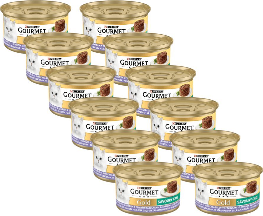 Purina Purina Gourmet Gold Savoury Cake z jagnięciną i zieloną fasolką 12x85g