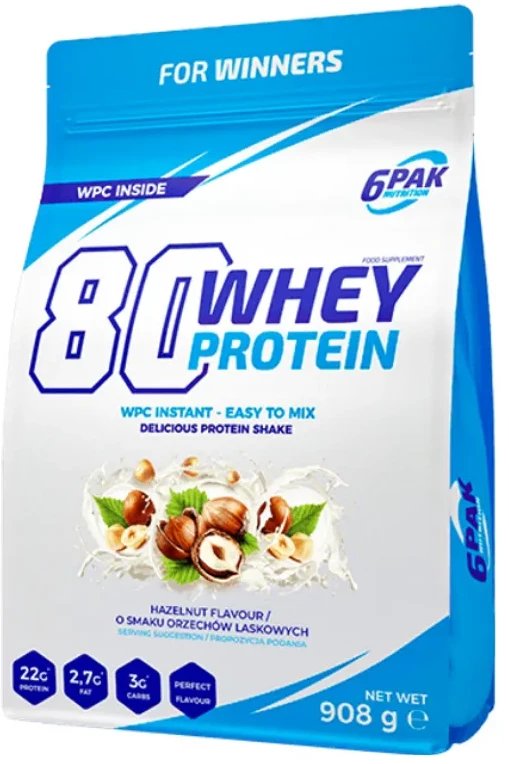 6PAK - 80 Whey Protein Hazelnut, Proszek, 908g