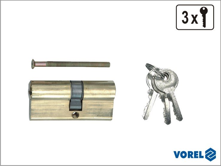 Vorel Wkładka mosiężna 62mm 3 klucze 31/31 (77200)