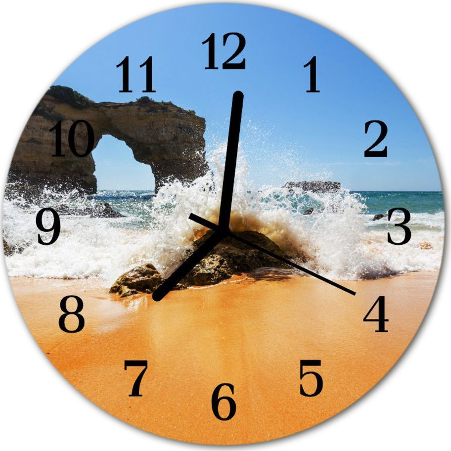 Tulup Zegar na szkle na ścianę Okrągły Plaża Widok fi 30 cm 57637492