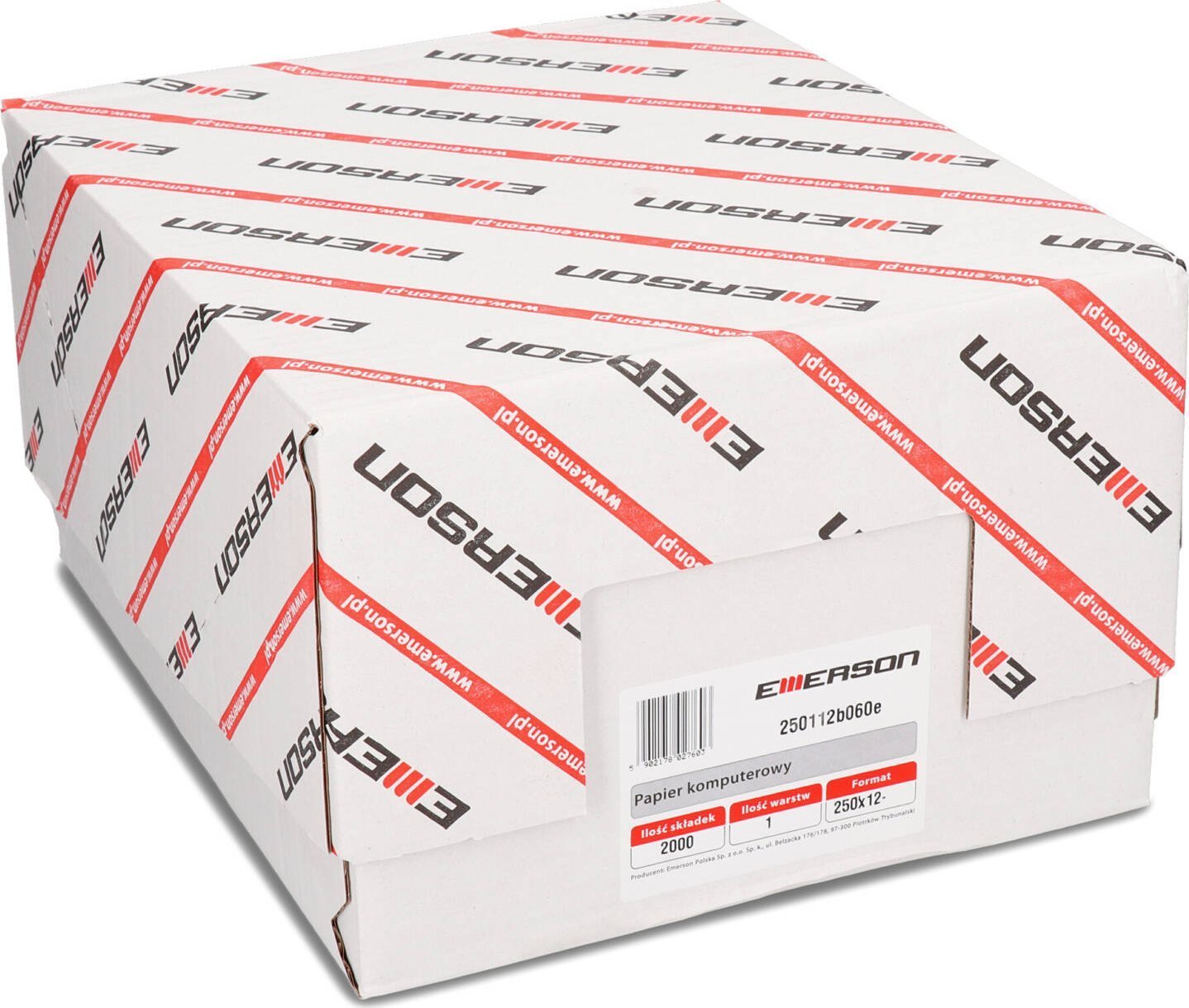 Emerson Papier komputerowy 250 12'' EMERSON 250112b060e biały 1+0 60g 2000 składek