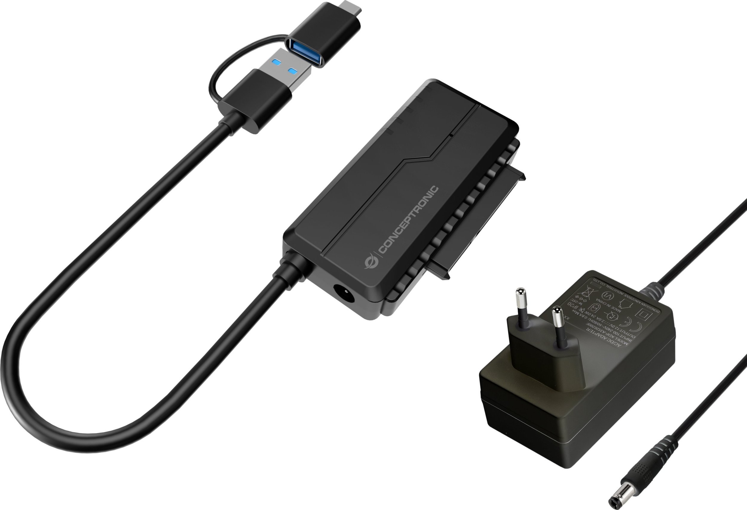 Conceptronic ABBY21B zmieniacz płci / kabli USB Type-A SATA 22-pin Czarny