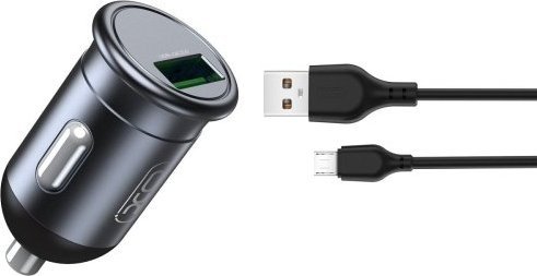 Ładowarka XO XO ładowarka samochodowa CC46 QC 3.0 18W 1x USB szara + kabel microUSB