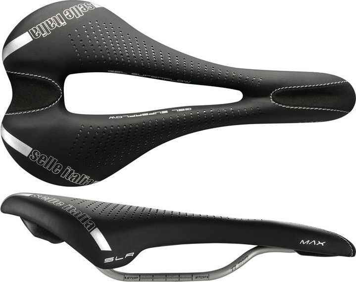Selle Italia Siodło SELLE ITALIA MAX SLR GEL SUPERFLOW L (id match - L3) TI 316 Tube 7, fibra-tek, 280g czarne (NEW)