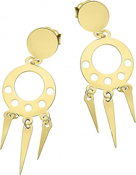 Lovrin Złote kolczyki wiszące 375 kółko z trójkątami 1,01g